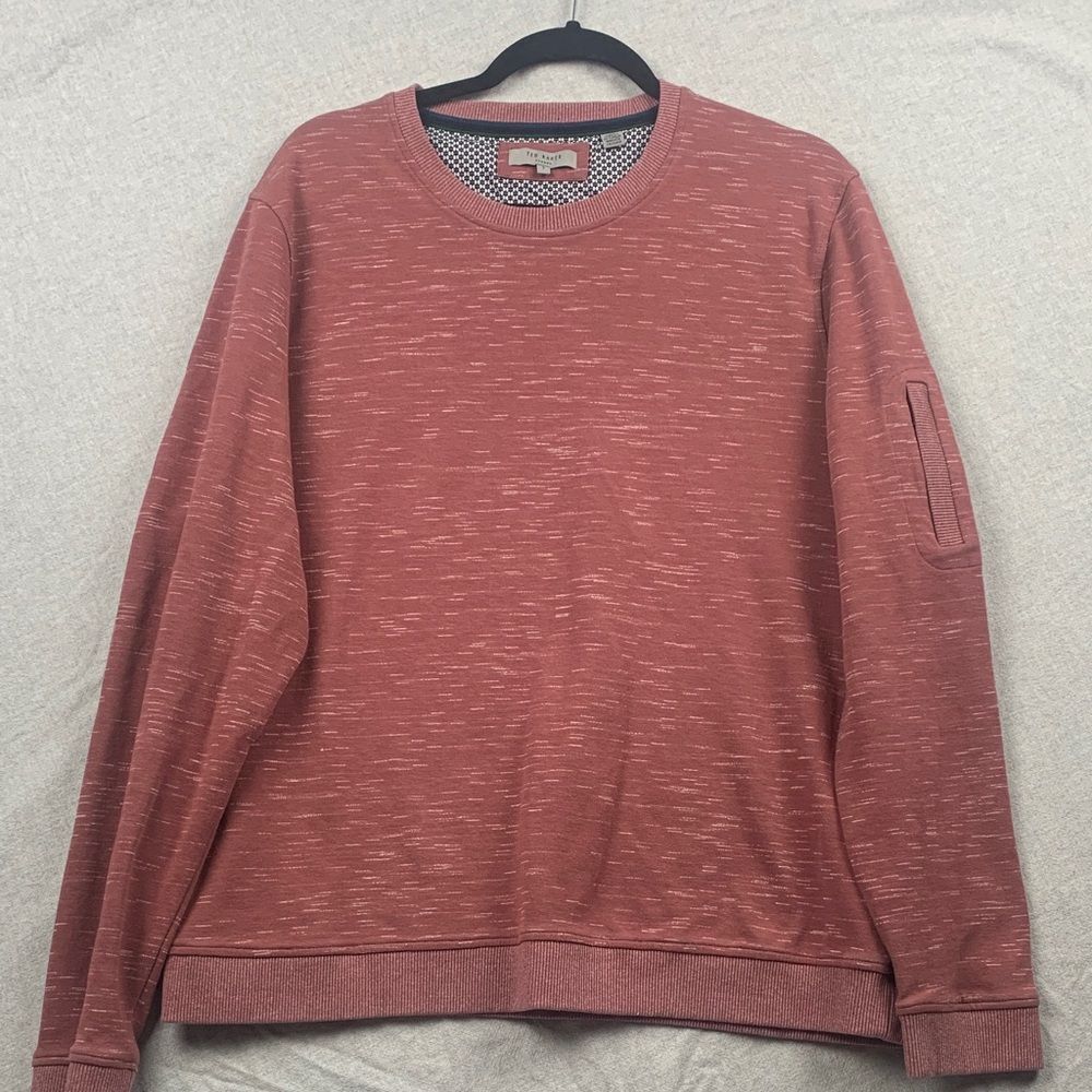 TED BAKER | 7 3XL 46 Mens CREW LONG SLEEVE SHIRT | MAROON BURGUNDY LONDON